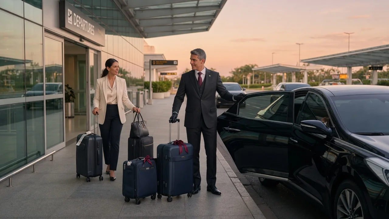 Motorista executivo aguardando passageiro no Aeroporto de Campinas